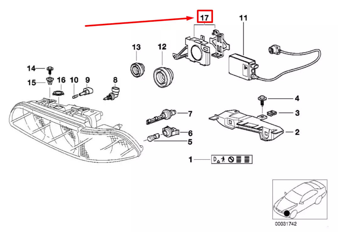 NEW BMW 5 E39 RIGHT HEADLIGHT CONTROL MODULE BRACKET 8386556 63128386556