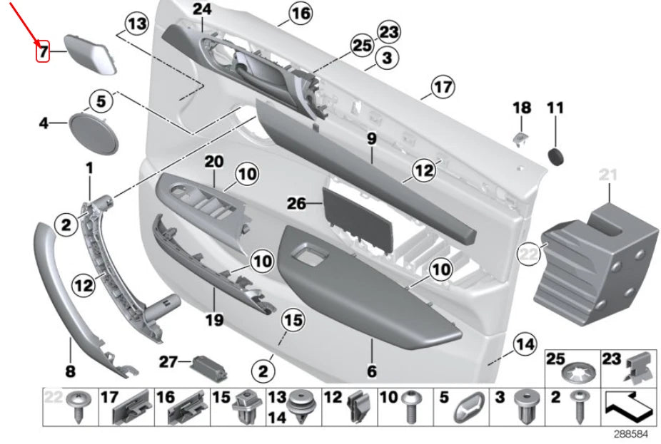 NEW BMW X3 F25 FRONT RIGHT DOOR SPEAKER COVER 51417348960 7348960 ORIGINAL