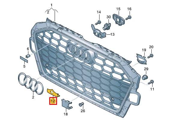 NEW AUDI A4 B9 FRONT BUMPER RADIATOR GRILLE LOWER CAP 8W0853140G9B9
