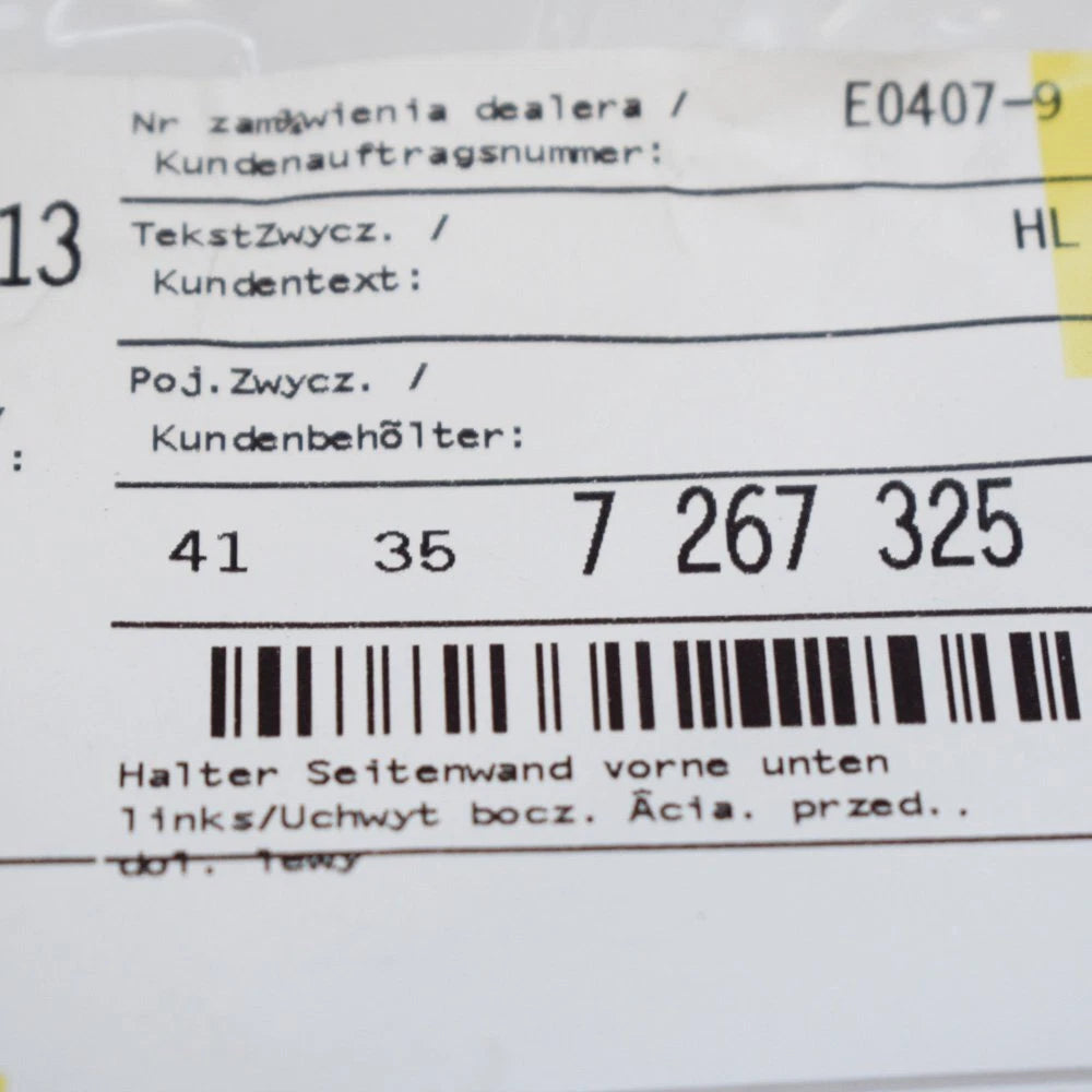 NEW BMW X3 F25 FRONT LOWER LEFT FENDER BRACKET 41357267325 7267325 ORIGINAL