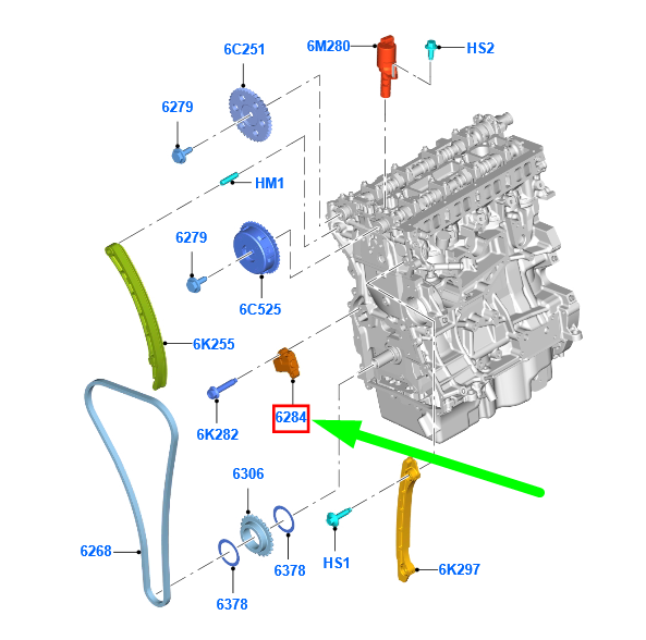 new ford mondeo mk5 timing belt tensioner 2071454 gb5e-6k254-aa original