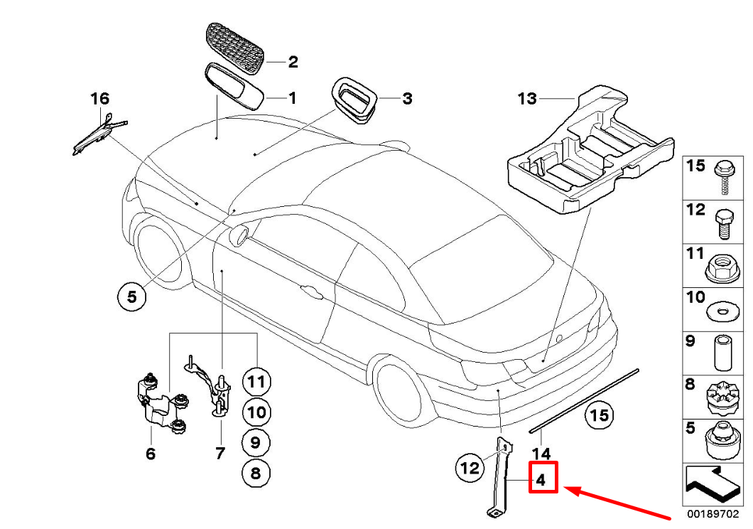 new bmw 3 cabrio e93 rear right bracket 8041984 51718041984 original