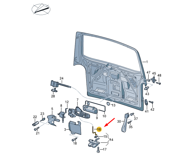 new vw transporter vi t6 rear lid lock operating rod 7e0827515 original
