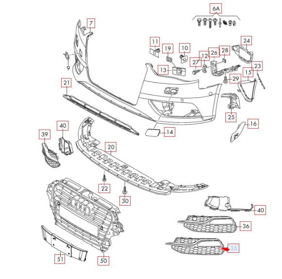 NEW AUDI A3 8PA FRONT BUMPER LEFT SIDE GRILLE 8V3807681G 9B9 2013