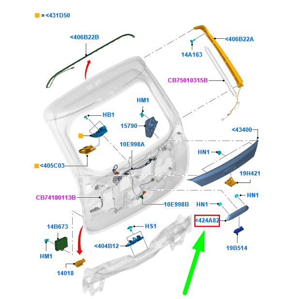 new ford grand c-max mk2 tailgate handle lower cover 1705156 original