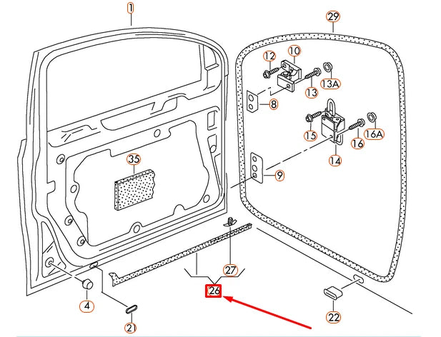 NEW VOLKSWAGEN GOLF MK6 3 DOORS FRONT LEFT OUTER DOOR SEAL 5K3837675A