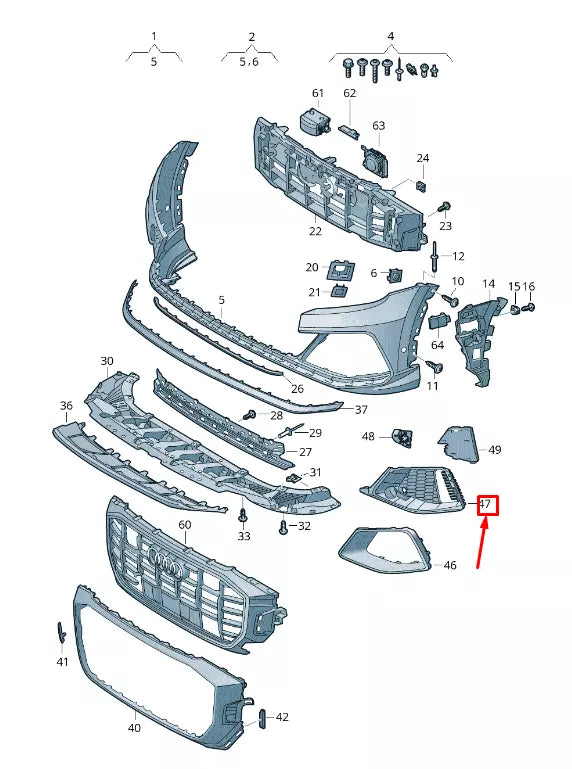 NEW AUDI Q8 4M FRONT RIGHT AIR GUIDE GRILLE 4M8807682ARU6