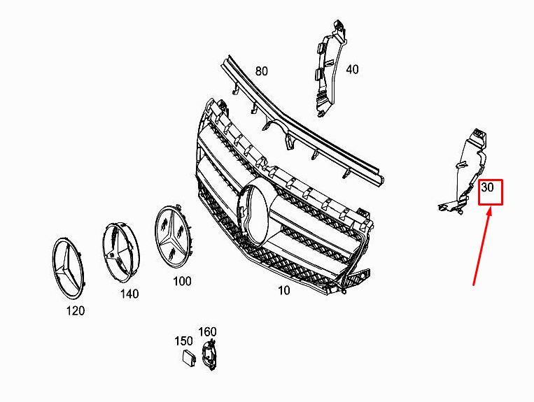 new mercedes-benz b w246 left radiator grille air deflection a2468880038