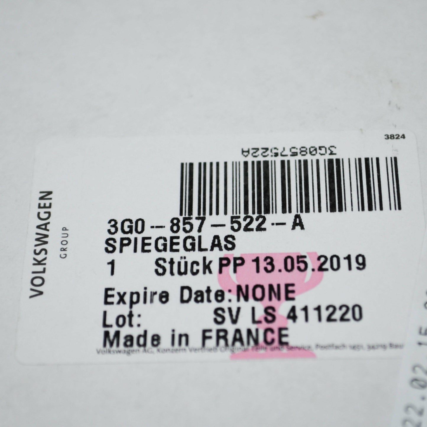 NEW VOLKSWAGEN ARTEON 3H7 FRONT RIGHT DOOR MIRROR GLASS RHD 3G0857522A ORIGINAL