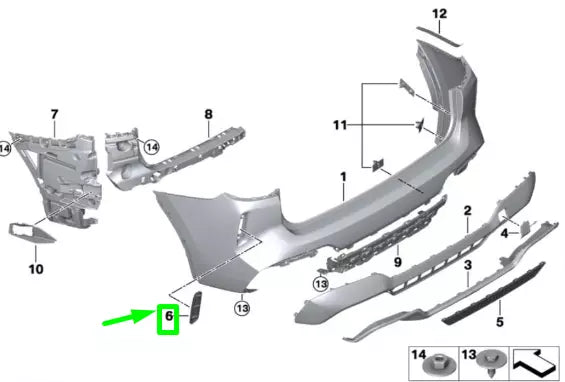 NEW BMW X3 G01 REAR LEFT M BUMPER COVER TRIM 51128081887 8081887 ORIGINAL