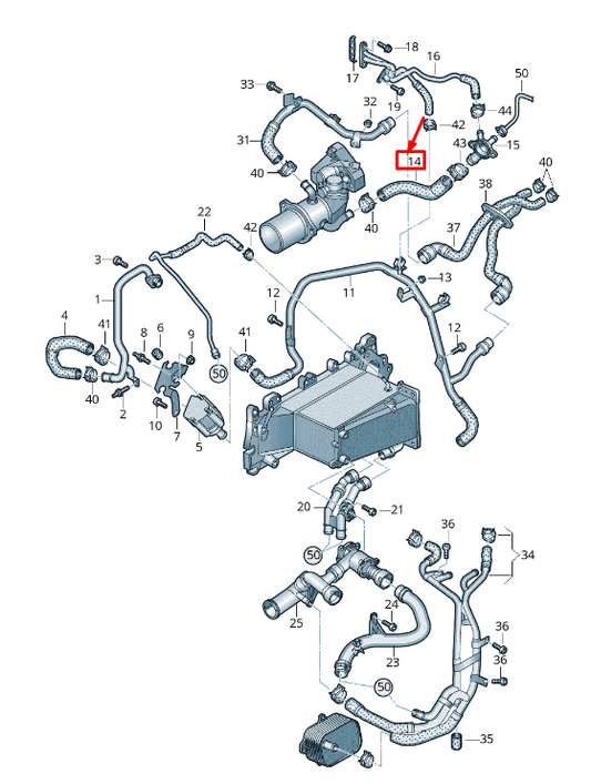 new audi a5 f5 engine coolant hose 04l122157be original