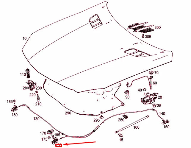 NEW MERCEDES-BENZ SL R231 ENGINE HOOD LOCK LOWER PART A1728800260 ORIGINAL