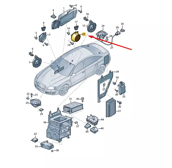 NEW AUDI A6 C6 REAR DOOR MID RANGE BASS SPEAKER 4F0035415