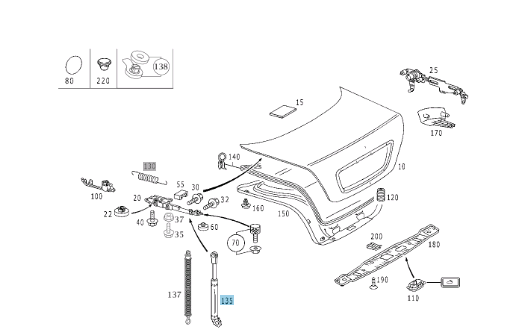 NEW MERCEDES-BENZ S-CLASS W220 REAR TAILGATE RIGHT GAS STRUT A2207500136