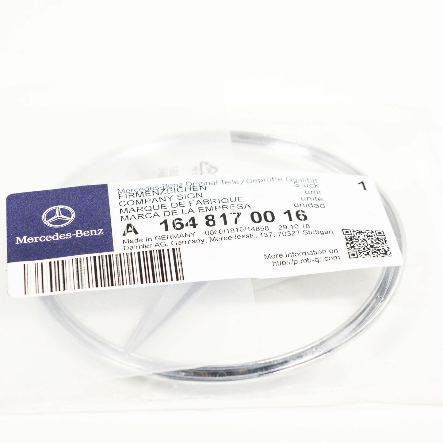 NEW MERCEDES-BENZ ML-CLASS W164 TRUNK BOOT LID BADGE EMBLEM A1648170016 ORIGINAL