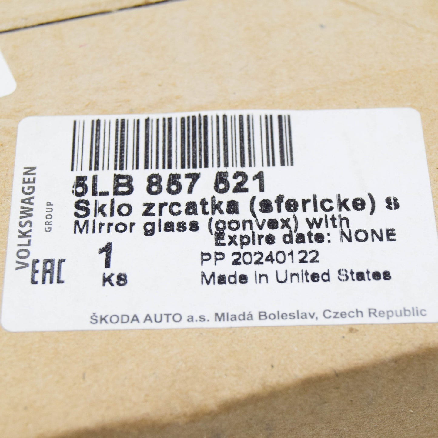 NEW SKODA ENYAQ IV FRONT LEFT DOOR MIRROR GLASS LHD 5LB857521 ORIGINAL