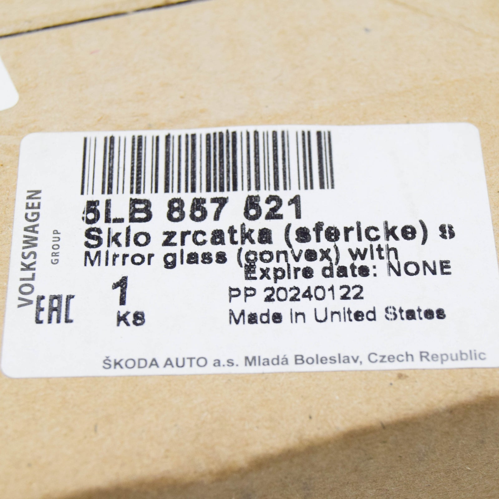 NEW SKODA ENYAQ IV FRONT LEFT DOOR MIRROR GLASS LHD 5LB857521 ORIGINAL