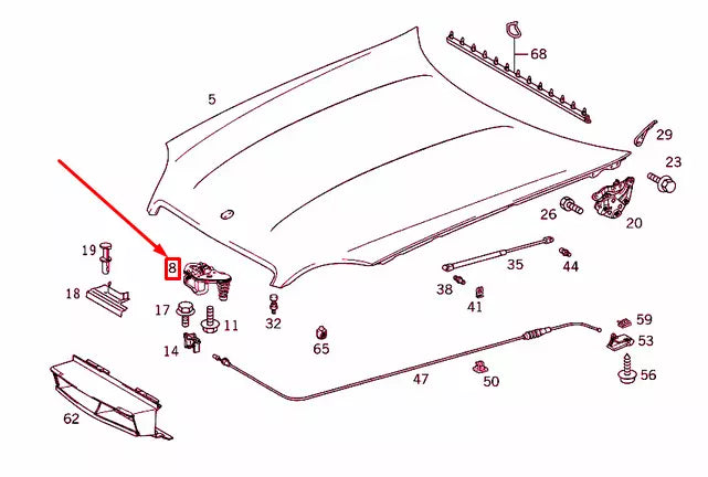 NEW MERCEDES-BENZ SLK R170 ENGINE HOOD CATCH UPPER PART RHD A1708800660 ORIGINAL