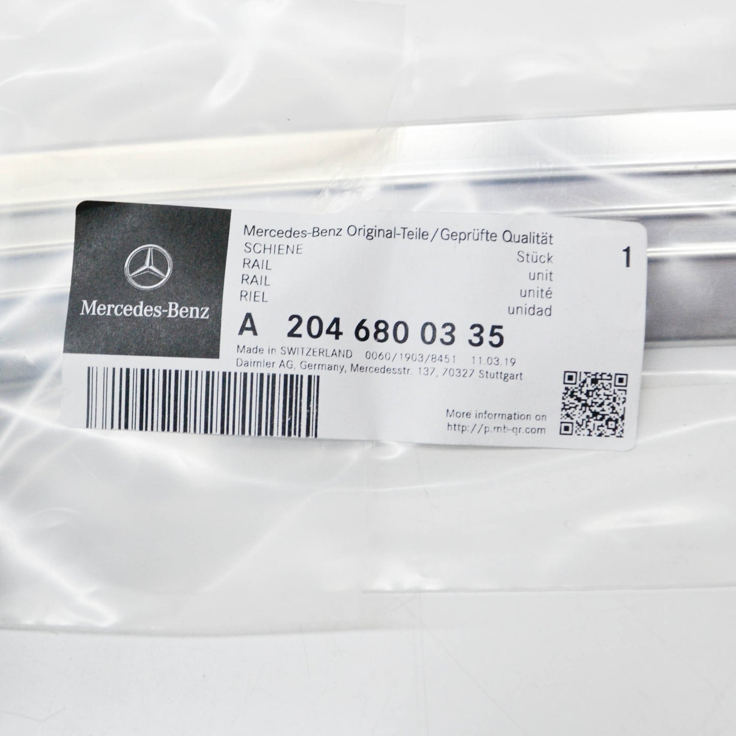 NEW MERCEDES-BENZ C W204 REAR LEFT OUTSIDE ENTRANCE RAIL A2046800335 ORIGINAL