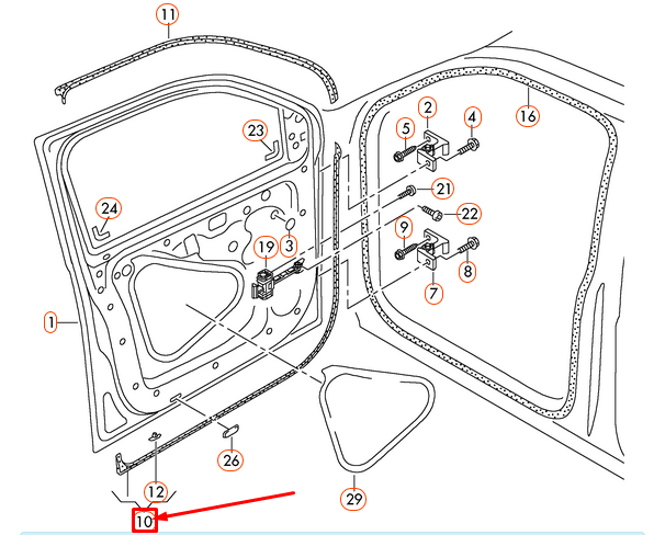 new volkswagen amarok front right lower outer door seal 2h0837774e9b9 original