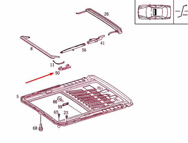 NEW MERCEDES-BENZ E W210 SLIDING ROOF LEFT GUIDE A2107820131 ORIGINAL