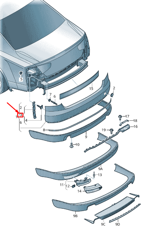 new audi a8 4h rear right bumper retaining strip 4h0807320 original