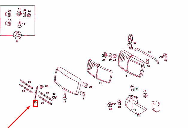 NEW MB 190 W201 RADIATOR GRILLE SHELL ALONGSIDE MOLDING A2018880385 ORIGINAL