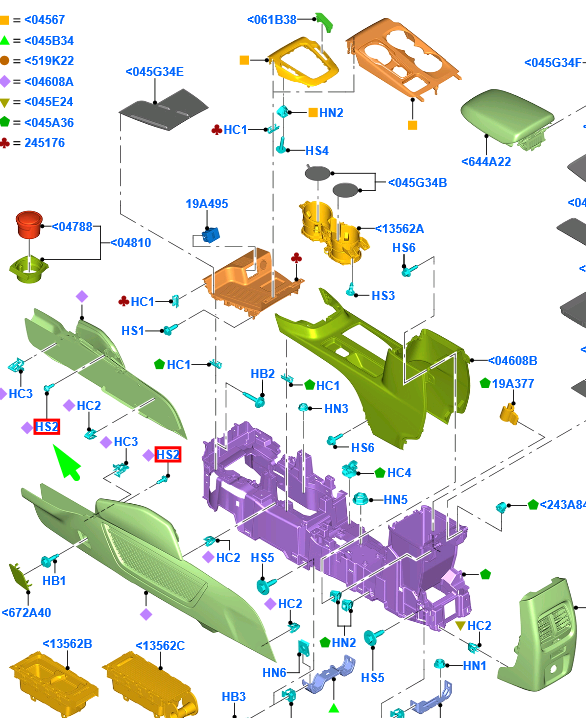 new ford kuga mk3 floor console panel screw 2068775 original
