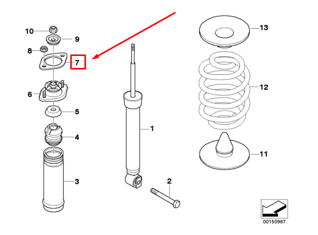 new bmw 3 compact e36 rear top mount gasket washer 6772864 33526772864 original