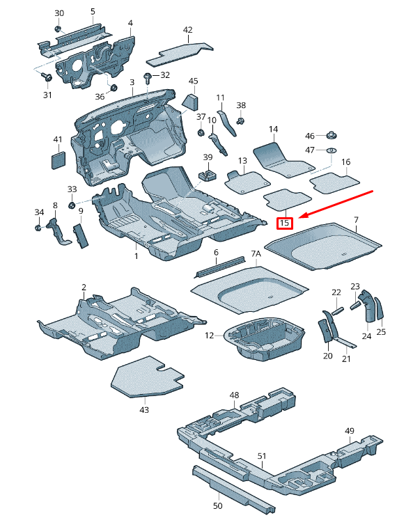 new skoda octavia 5e mk3 rear left floor mat 5e0864451bv0g original