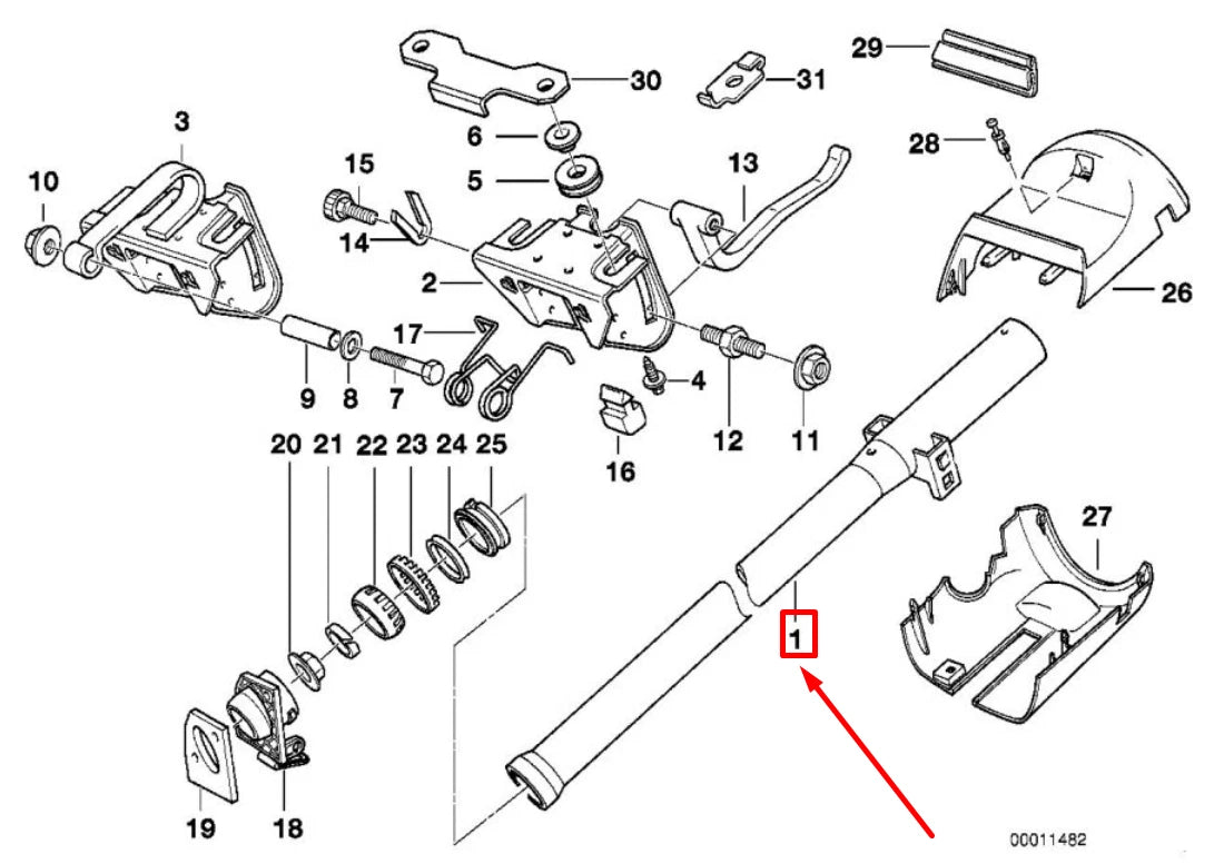 NEW BMW 3 COMPACT E36 STEERING COLUMN TUBE 1093025 32311093025 ORIGINAL