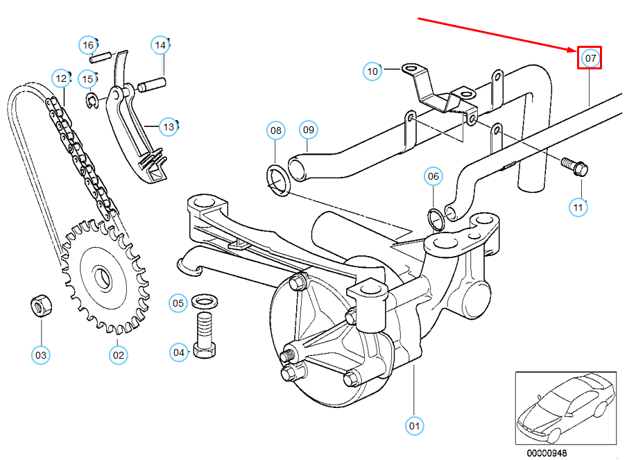 new bmw m3 coupe e36 lubrication system oil pump return pipe 11411404584