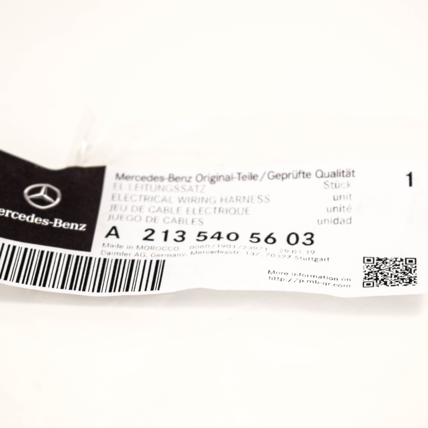 NEW MB E W213 FRONT BUMPER PDC PARK SENSOR WIRING HARNESS A2135405603 ORIGINAL