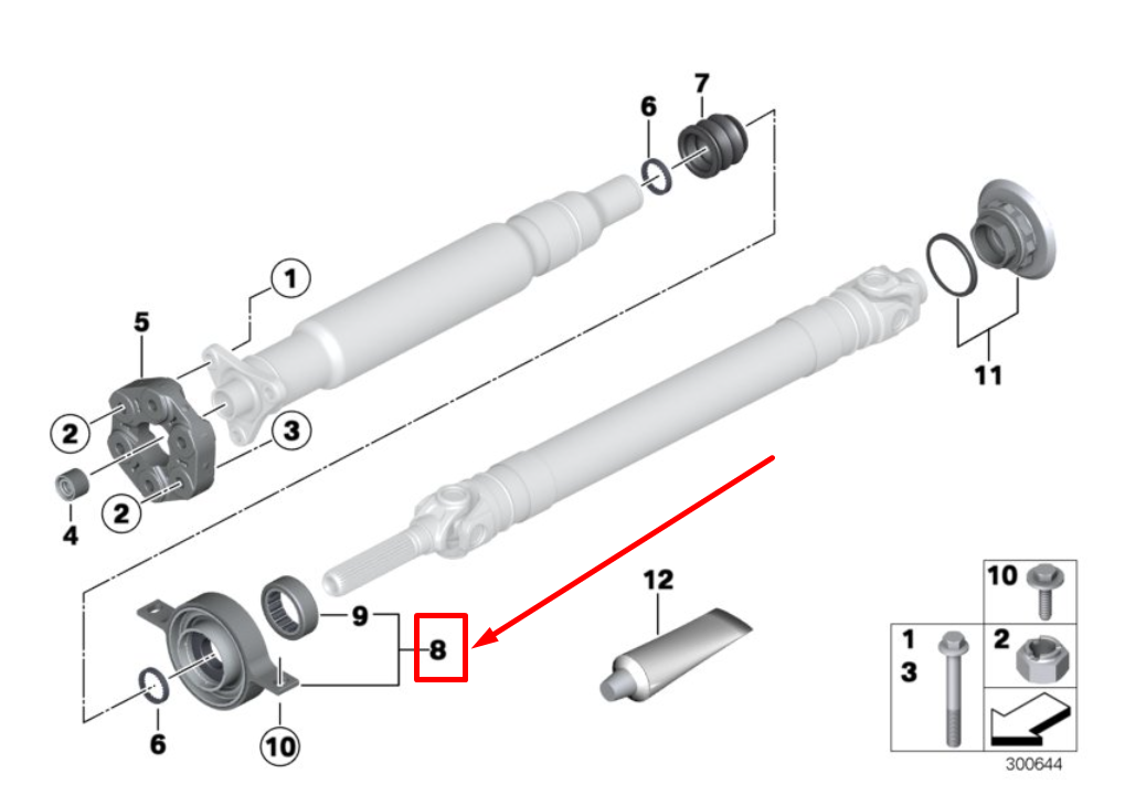 new bmw 5 f10 drive shaft center mount 26117589747 7589747 original