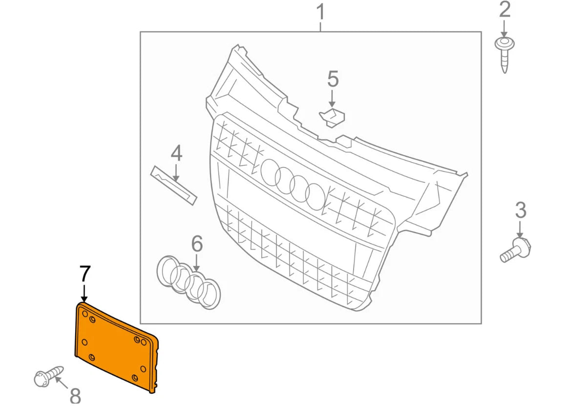 NEW AUDI A5 8T FRONT BUMPER LICENSE BRACKET MOUNT 8T0807285CT94 2015