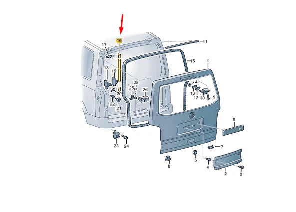 NEW VW TRANSPORTER T6 TAILGATE OPENING GAS SPRING DRIVE UNIT 7E5827851D ORIGINAL