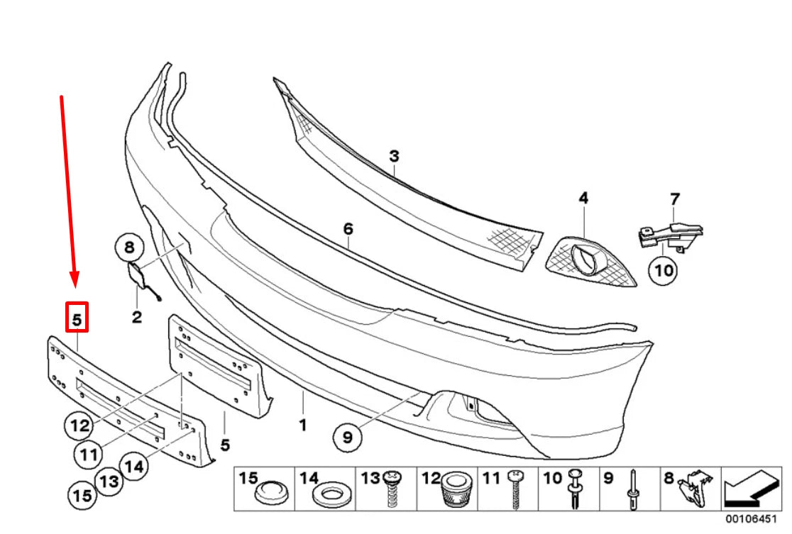 NEW BMW 3 CABRIO E46 FRONT LICENCE PLATE HOLDER 7110218 51117110218 ORIGINAL