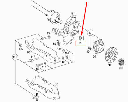 NEW MERCEDES-BENZ E-CLASS W124 REAR CONTROL ARM BUSHING A2043520027 ORIGINAL