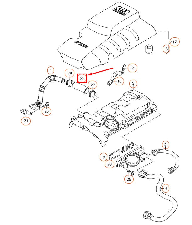 NEW AUDI A4 B7 BREATHER HOSE COUPLER 06D133299C