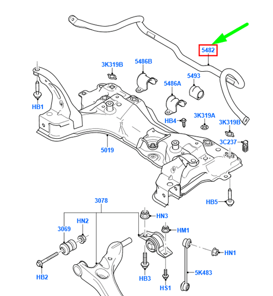 new ford transit connect mk1 front stabilizer bar 1523421 2t14-5494-cf original