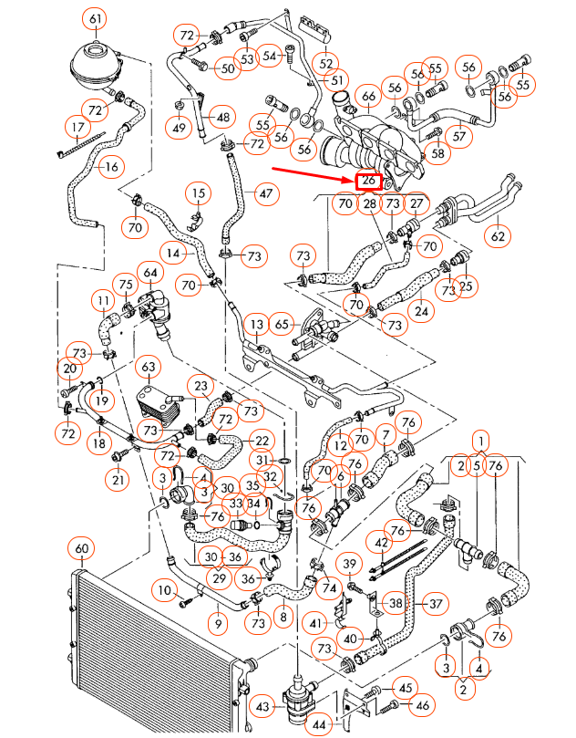 NEW AUDI A3 8P HVAC HEATER HOSE 1K0122157KE ORIGINAL