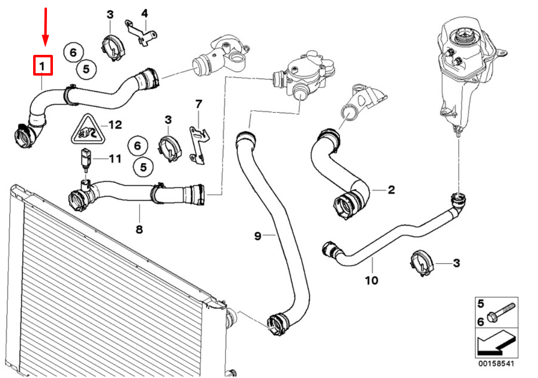 new bmw 5 e60 radiator coolant hose 11537834052 7834052 original
