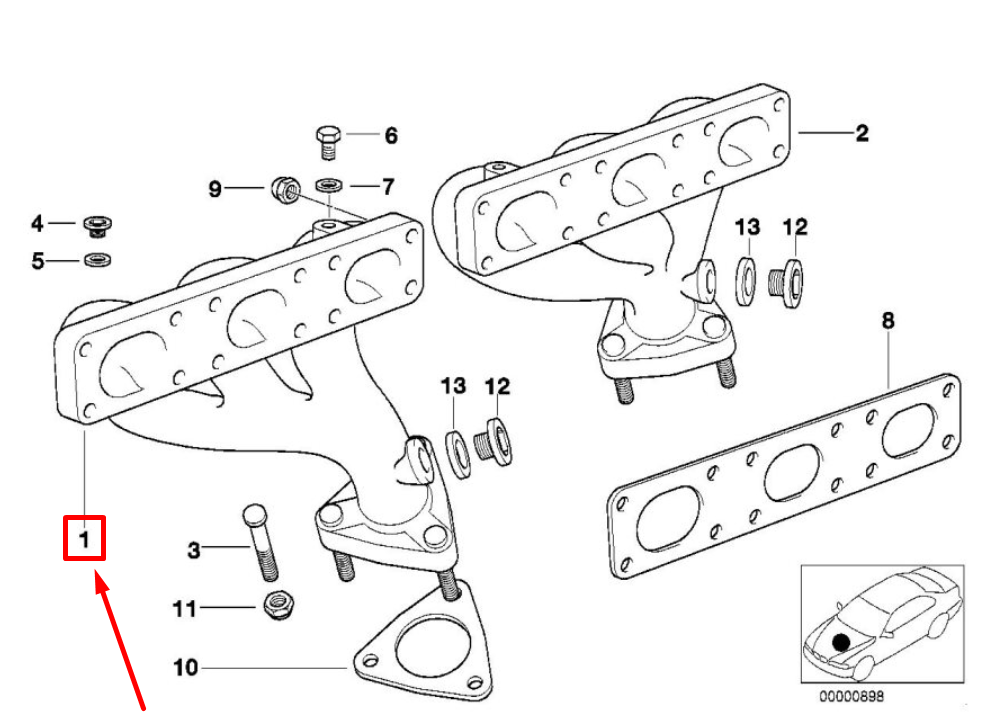 new bmw 3 compact e36 front exhaust manifold 1744250 11621744250 original