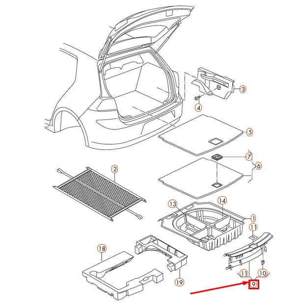 NEW VOLKSWAGEN GOLF MK7 TRUNK LOCK CARRIER COVER 5G6863459L82V ORIGINAL