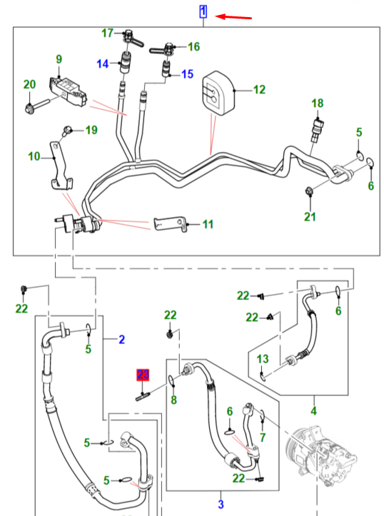 new jaguar e-pace x540 a/c air con hose pipe j9c33224 original