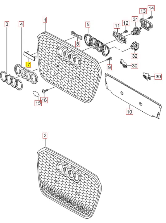 NEW AUDI RS7 SPORTBACK 4GA 4GF CHROME RS7 EMBLEM 4G8853736D 2ZZ