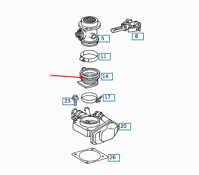 NEW MERCEDES-BENZ S-CLASS W140 AIR MASS METER HOSE A1191410167 400SEL ORIGINAL