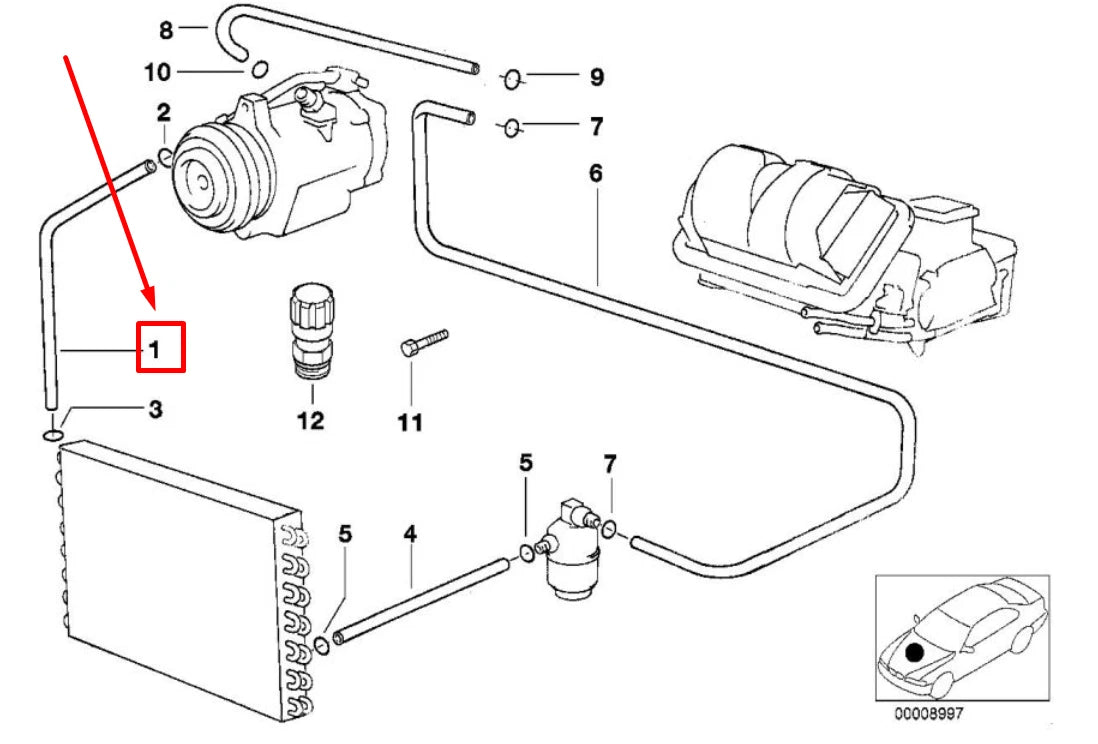 NEW BMW 5 E39 A/C HOSE 64538370530 8370530 ORIGINAL