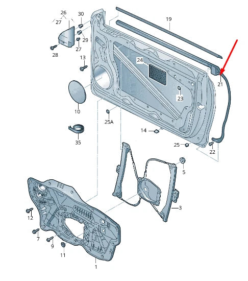 NEW VOLKSWAGEN SCIROCCO MK3 FRONT LEFT DOOR SEAL RUBBER 1K8837479E5AP