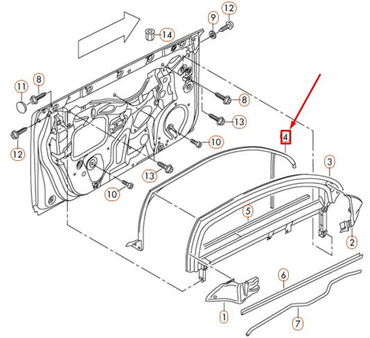 NEW AUDI A3 8P FRONT RIGHT WINDOW GLASS SEAL 8P4837440B ORIGINAL